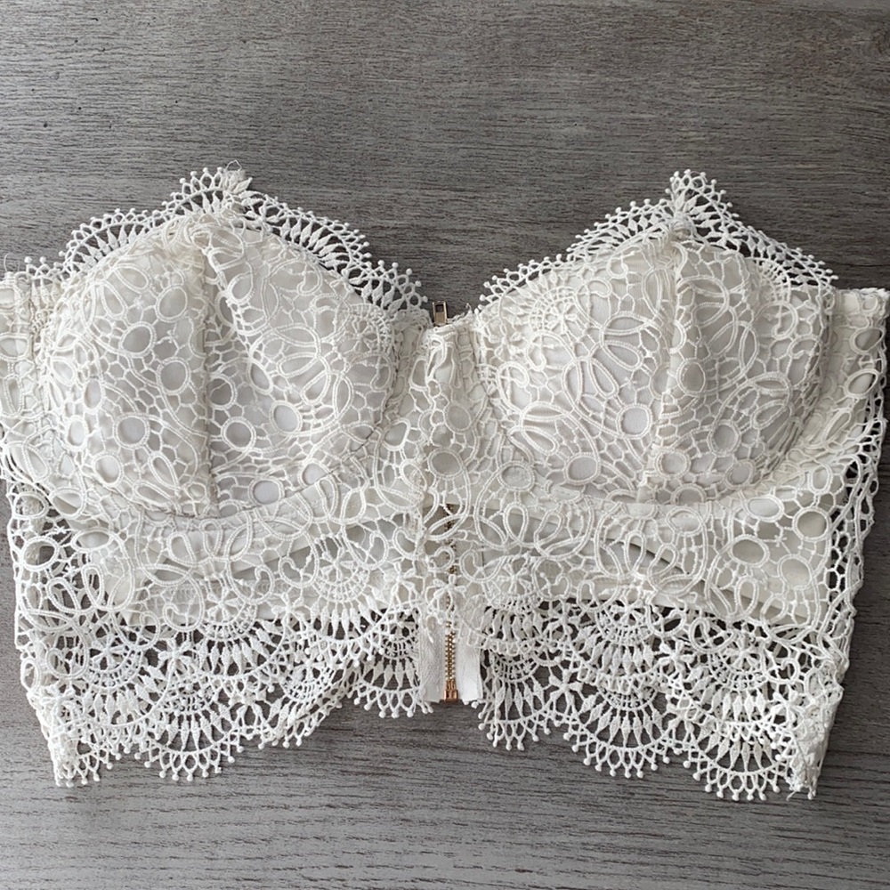 Cream Strapless Crop Top